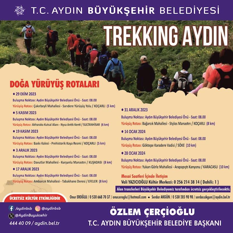 AYDIN BÜYÜKŞEHİR BELEDİYESİ DOĞASEVERLERİ ‘TREKKING AYDIN’ ETKİNLİĞİ İLE BULUŞTURUYOR