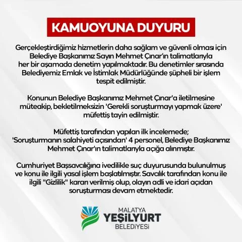 Kamuoyuna saygıyla duyurulur