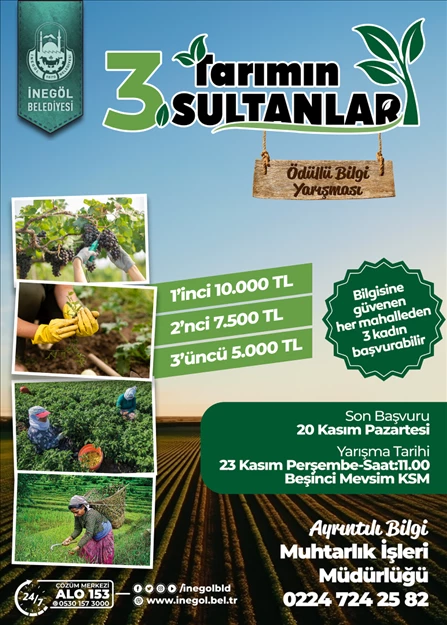 Tarımın Sultanları Bilgi Yarışması 23 Kasım’da Yapılacak