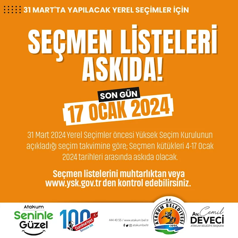 Atakum’da seçmen listeleri askıya çıkarıldı