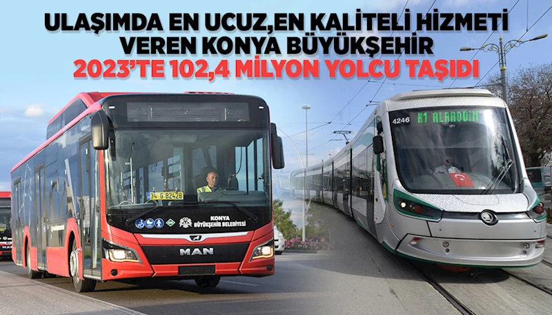 ULAŞIMDA EN UCUZ, EN KALİTELİ HİZMETİ VEREN KONYA BÜYÜKŞEHİR 2023’TE 102,4 MİLYON YOLCU TAŞIDI