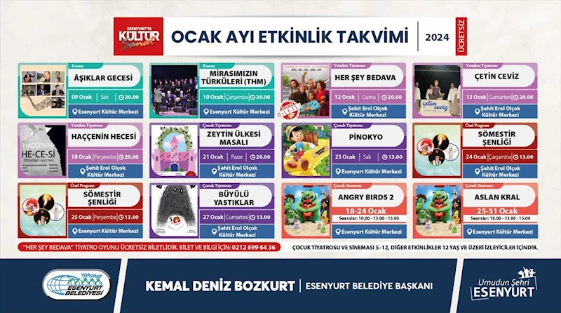 Ocak Ayı Etkinlik Takvimi