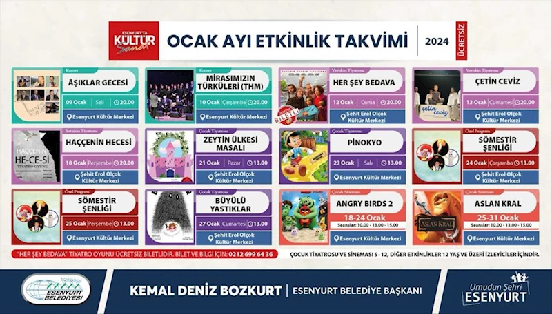 Esenyurt’ta Kültür Sanat Dolu Bir Ocak Ayı Programı