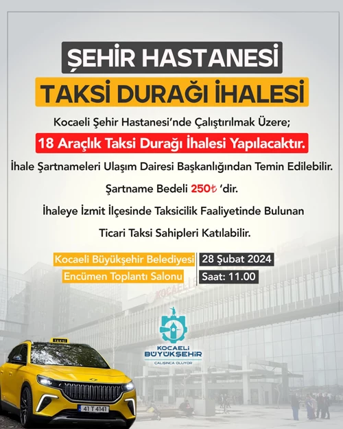 Şehir Hastanesi için 18 araçlık taksi ihalesi