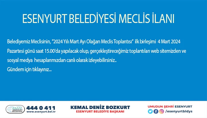 2024 YILI MART AYI MECLİS İLANI