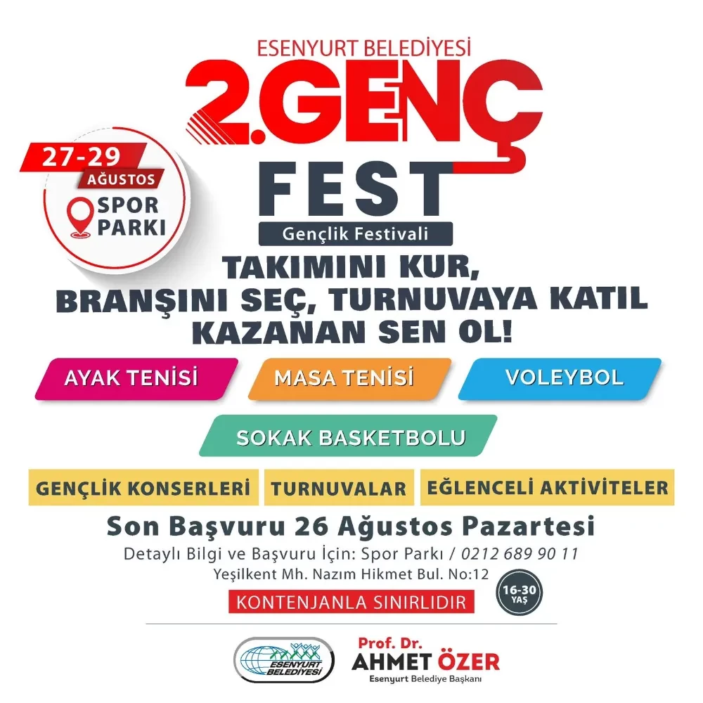 Esenyurt’ta Gençlik Festivali Başlıyor